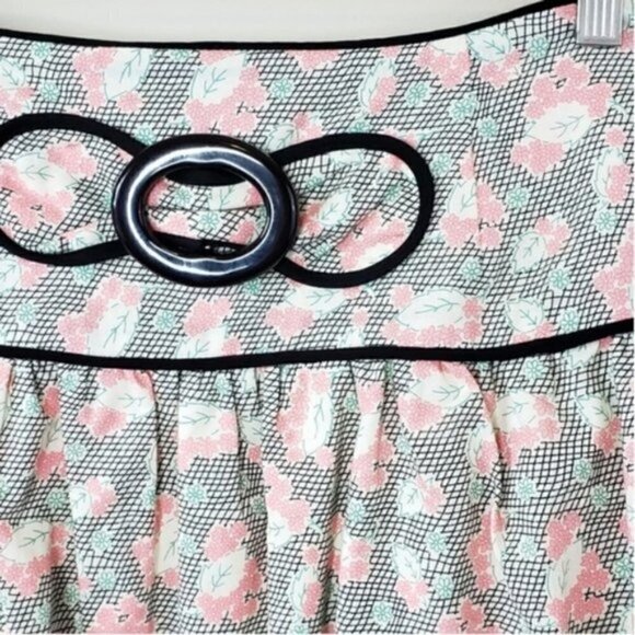 Joseph Walker | Black Cream Pink Floral A-line Skirt Size Large - Picture 2 of 4